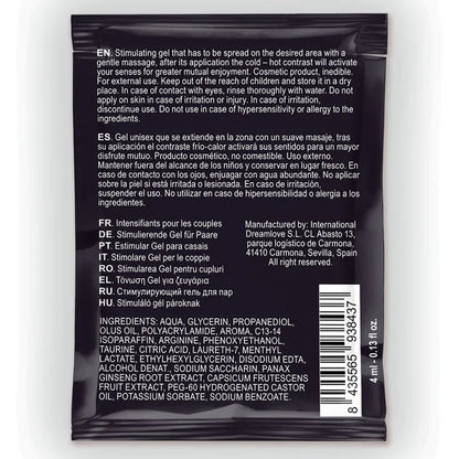 Spartan – Gel Améliorant L'Érection à Effet Froid Chaud 100% Vegan 4Ml