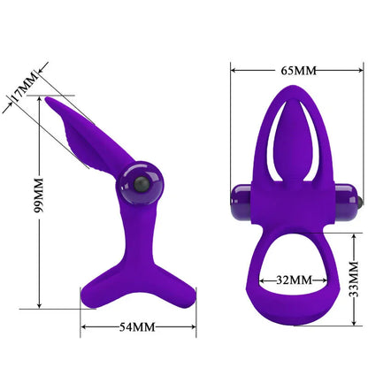 Pretty Love – Anneau Vibrateur 10 Vibrations Silicone Violette