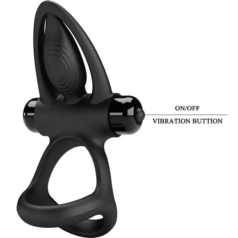 Pretty Love – Anneau Vibrant 10 Vibrations Silicone Noir