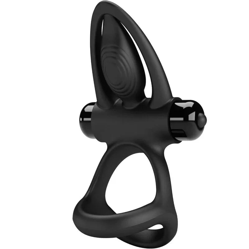 Pretty Love – Anneau Vibrant 10 Vibrations Silicone Noir