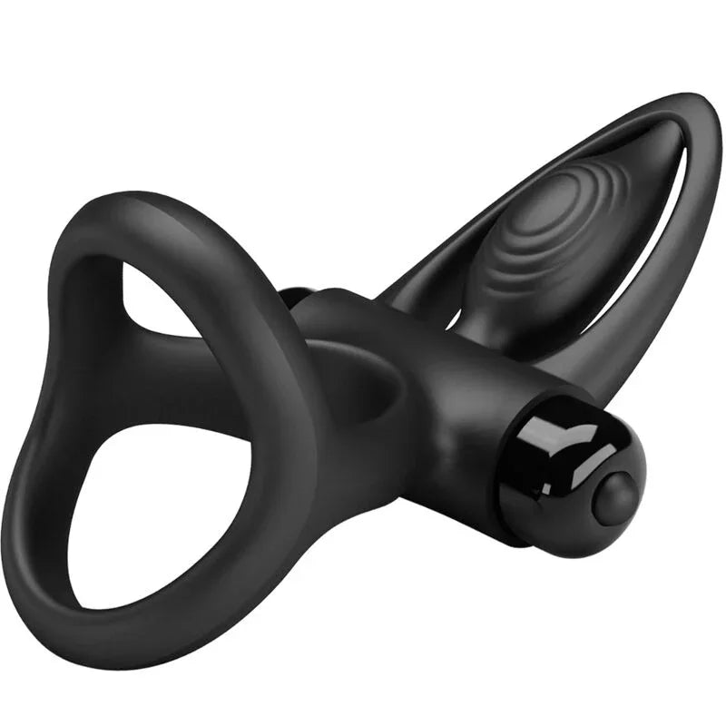 Pretty Love – Anneau Vibrant 10 Vibrations Silicone Noir