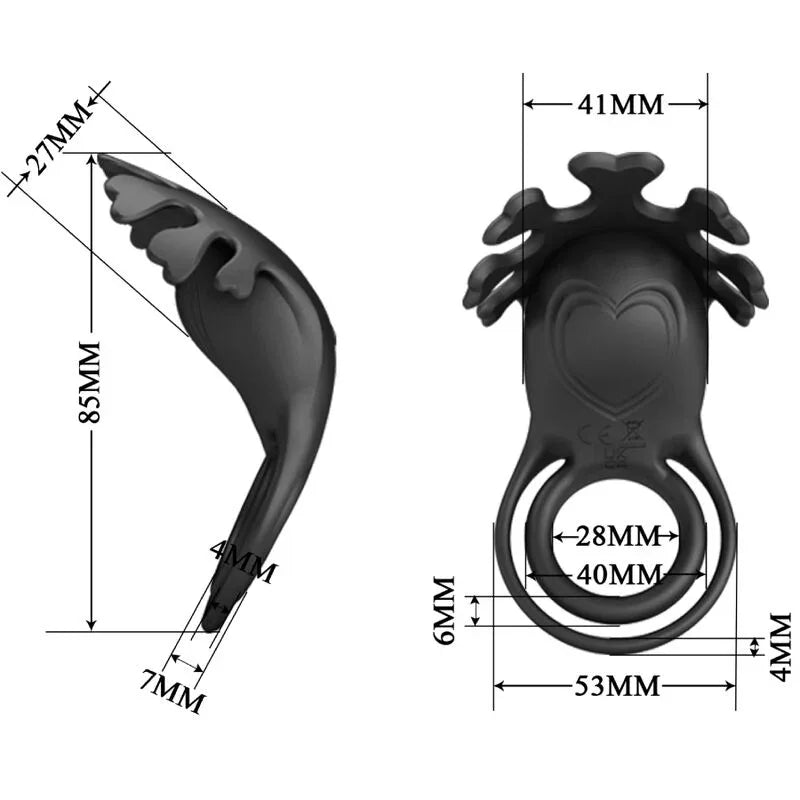 Pretty Love – Anneau Vibrateur Ruben 7 Vibrations Silicone Noir
