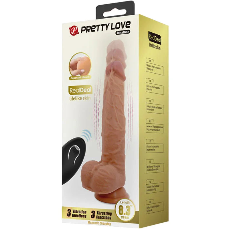 Pretty Love Gode en Silicone Jonathan 3 Vibrations + 3 Mesures Dinsertion Télécommande 21 cm