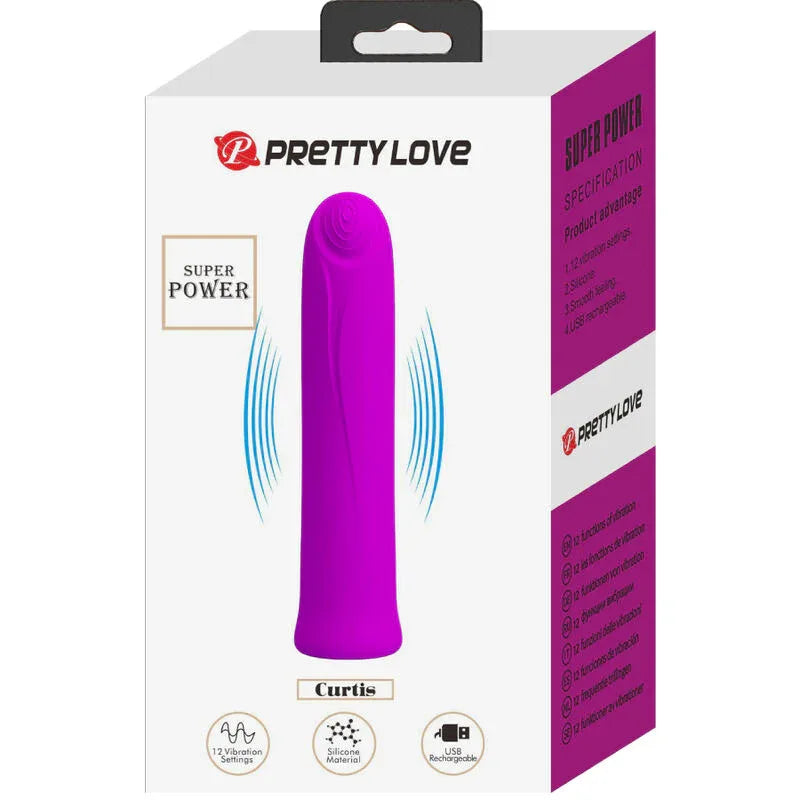 Pretty Love Vibrateur Curtis Mini Super Power 12 Vibrations en Silicone Violette
