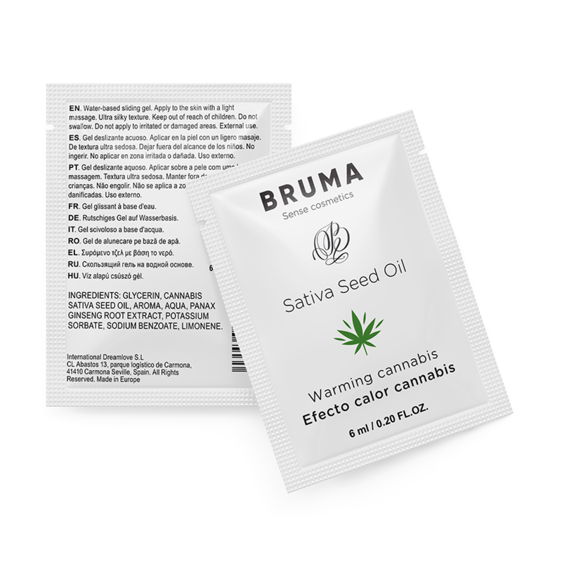 Huile de graines de sativa gel glissant réchauffant saveur de cannabis 6 ml – Bruma