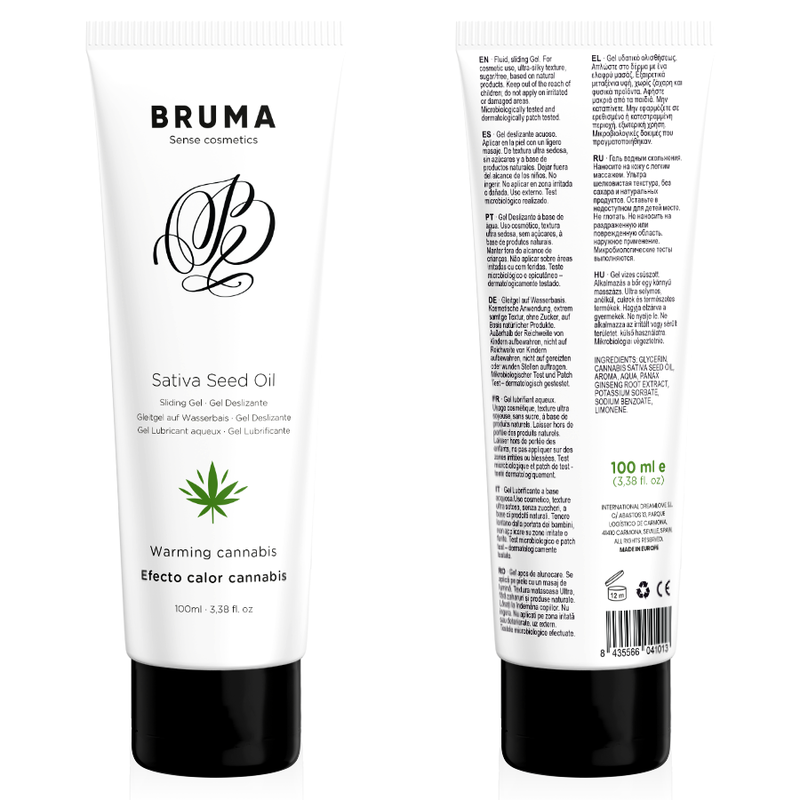 Huile de graines de sativa gel glissant réchauffant saveur de cannabis 100 ml – Bruma