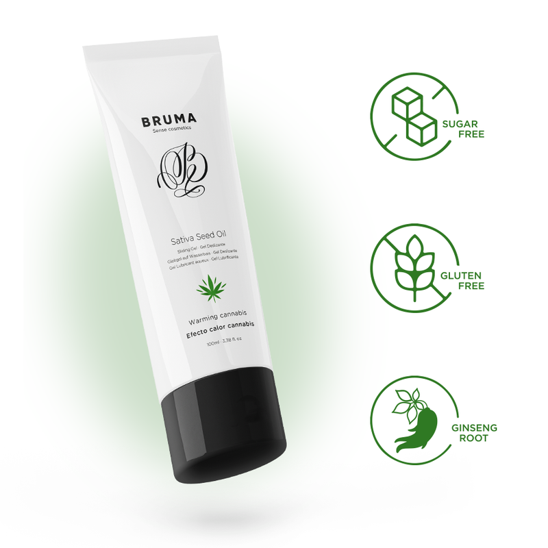 Huile de graines de sativa gel glissant réchauffant saveur de cannabis 100 ml – Bruma