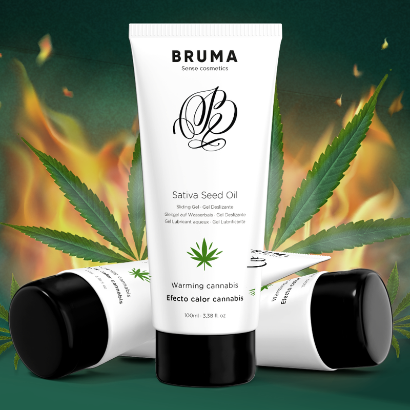 Huile de graines de sativa gel glissant réchauffant saveur de cannabis 100 ml – Bruma