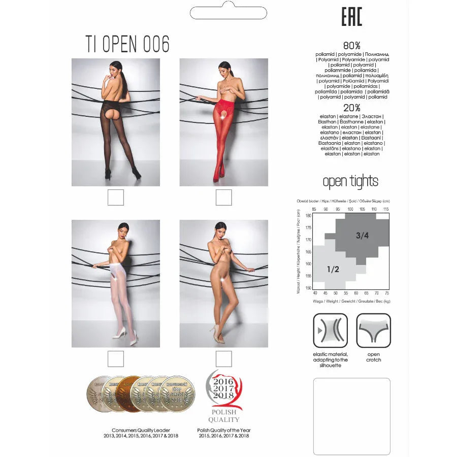 Passion – Tiopen 006 Collant Rouge 3 / 4 30 Den