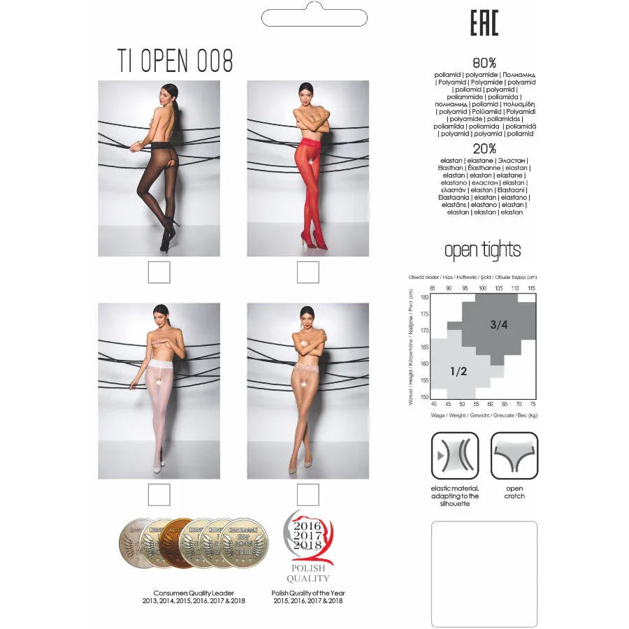 Passion – Tiopen 008 Collant Rouge 3 / 4 30 Den