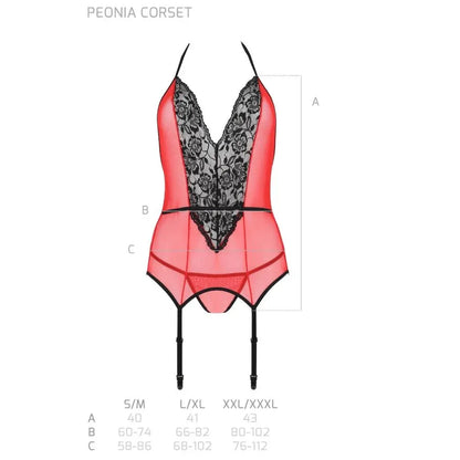 Passion – Peonia Corset Ligne Érotique Rouge l / XL