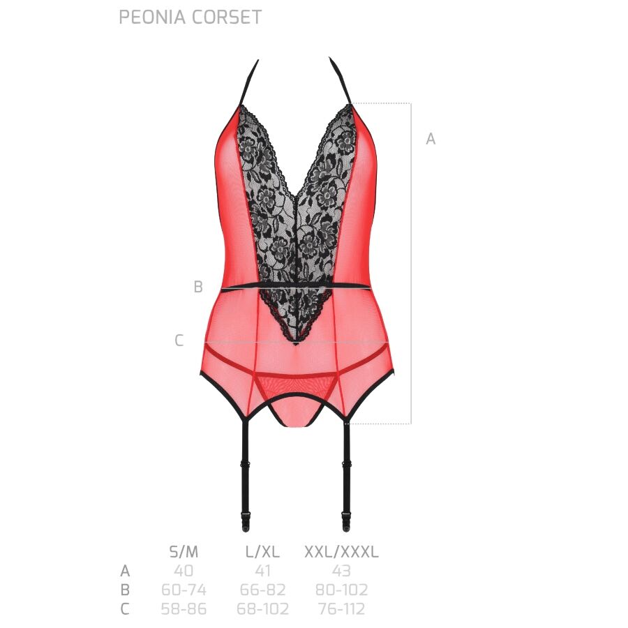 PASIÓN - CORSÉ PEONIA LINEA ERÓTICA ROJO L/XL