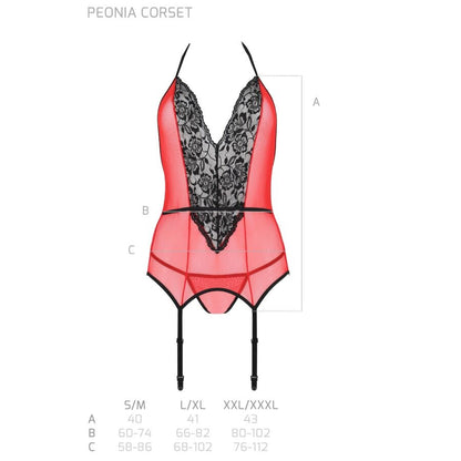 PASIÓN - CORSÉ PEONIA LINEA ERÓTICA ROJO L/XL