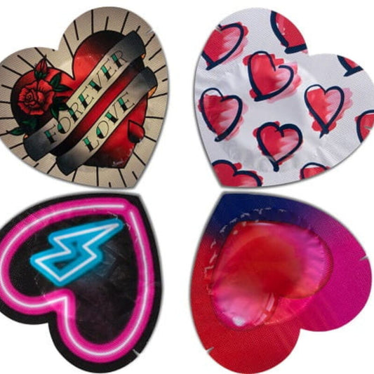 PASANTE - RED HEART-SHAPED CONDOM BAG 144 UNITS