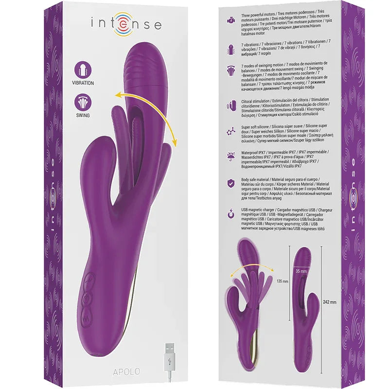 Intense – Apolo Vibrateur Multifonction Rechargeable 7 Vibrations avec Langue Oscillante Violet
