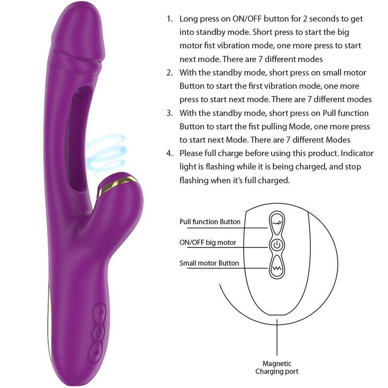 Ateneo vibrateur multifonction rechargeable 7 vibrations avec langue oscillante et