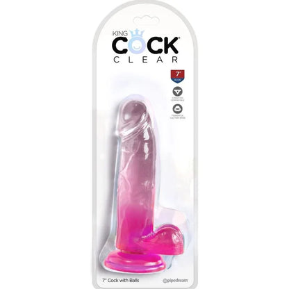 King Cock – Clear Pénis Réaliste avec Boules 15.2 cm Rose