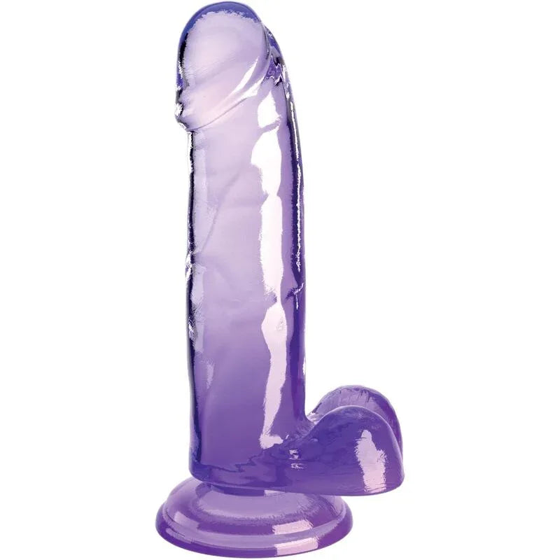 King Cock – Clear Pénis Réaliste avec Boules 15.2 cm Violet