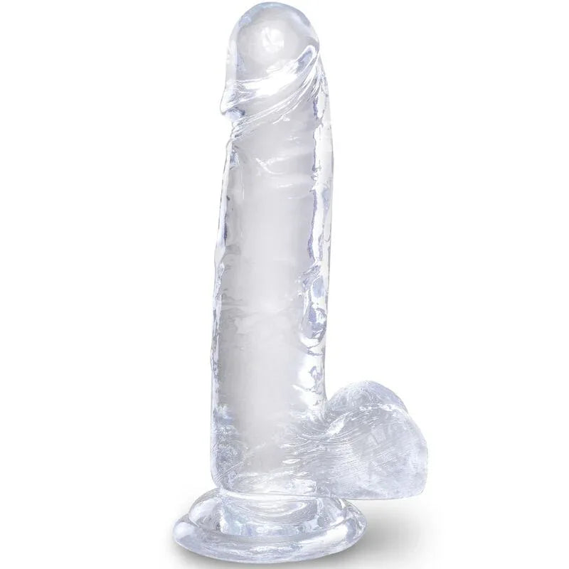 King Cock – Clear Pénis Réaliste avec Boules 15.2 cm Transparent