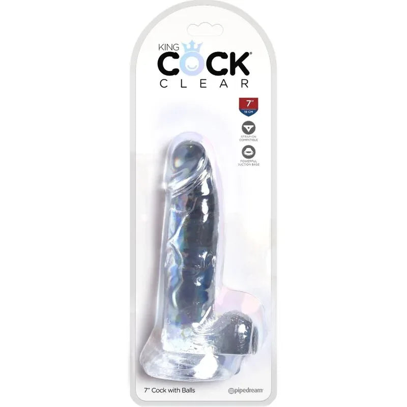 King Cock – Clear Pénis Réaliste avec Boules 15.2 cm Transparent