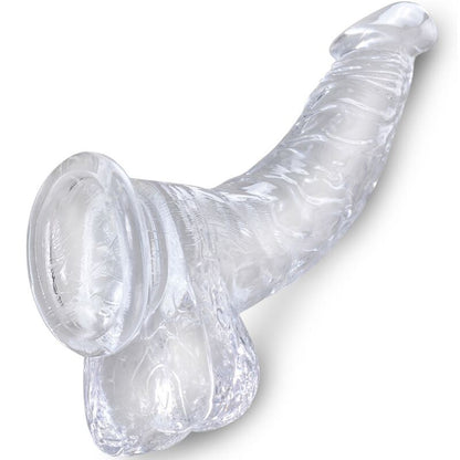 KING COCK - PENE CURVO REALISTA CLARO CON BOLAS 16,5 CM TRANSPARENTE