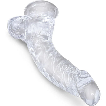 King Cock – Clear Pénis Courbe Réaliste avec Boules 16.5 cm Transparent