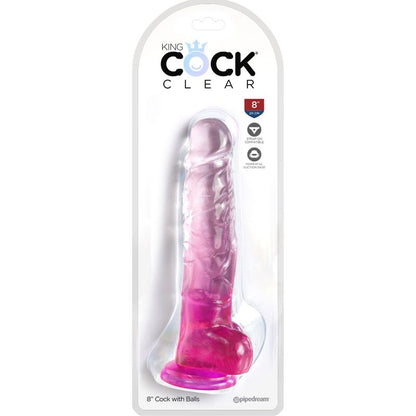 KING COCK - CLEAR REALISTIC PENIS WITH TESTICLES 16.5 CM PINK