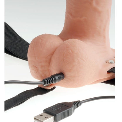 SERIE FETISH FANTASY - ARNÉS DE PENE REALISTA AJUSTABLE CON BALAS RECARGABLES Y VIBRADOR 23 CM