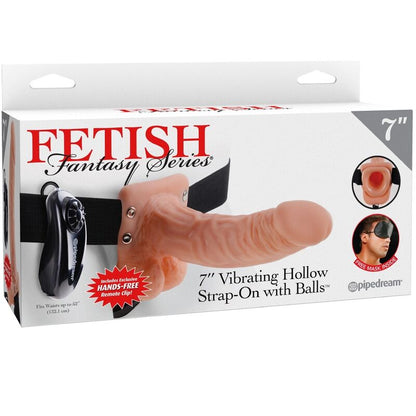 SERIE FETISH FANTASY - ARNÉS AJUSTABLE CON CONTROL REMOTO PENE REALISTA CON TESTICULOS 7 PULGADAS
