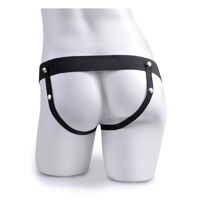 SERIE FETISH FANTASY - ARNÉS AJUSTABLE PENE REALISTA CON BOLAS DE CHORREO 19 CM