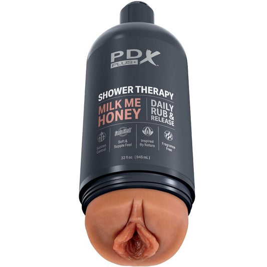 PDX PLUS - MASTURBADOR STROKER DISEÑO DE BOTELLA DISCRETO MILK ME CHAMPÚ DE CARAMELO DE MIEL