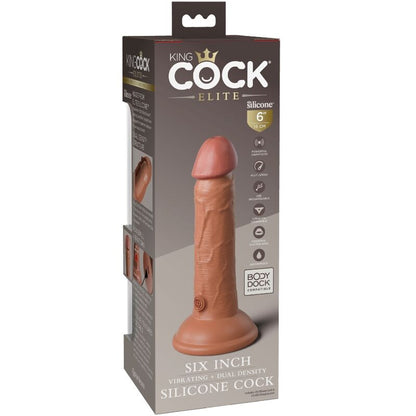 KING COCK - DILDO REALISTA ELITE VIBRADOR Y DE SILICONA 15,2 CM CARAMELO
