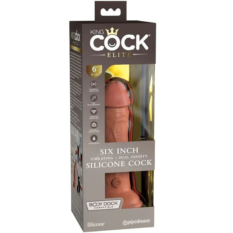 King Cock – Elite Gode Réaliste Vibrant & Silicone 15.2 cm Caramel
