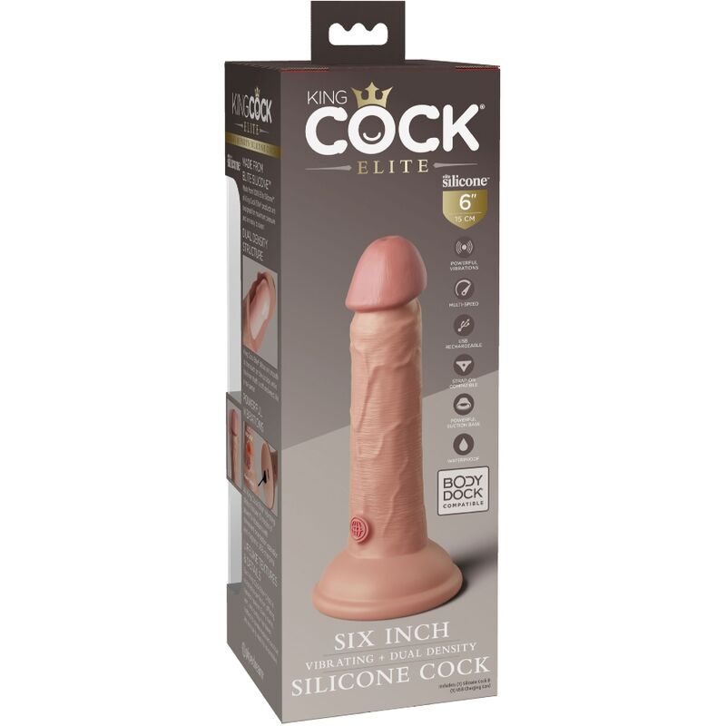 KING COCK - ELITE GODE RÉALISTE VIBRANT &amp; SILICONE 15.2 CM