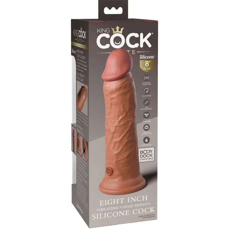 King Cock – Elite Gode Réaliste Vibrant & Silicone 20.3 cm Caramel