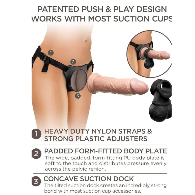 King Cock – Elite Kit Harnais Réglable Deluxe Anneau avec Testicules & Gode 20.3 cm