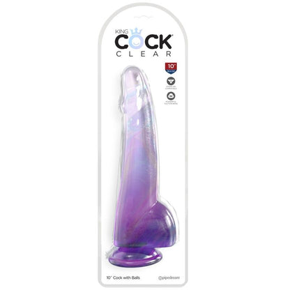 KING COCK - DILDO TRANSPARENTE TESTICULOS 19 CM MORADO