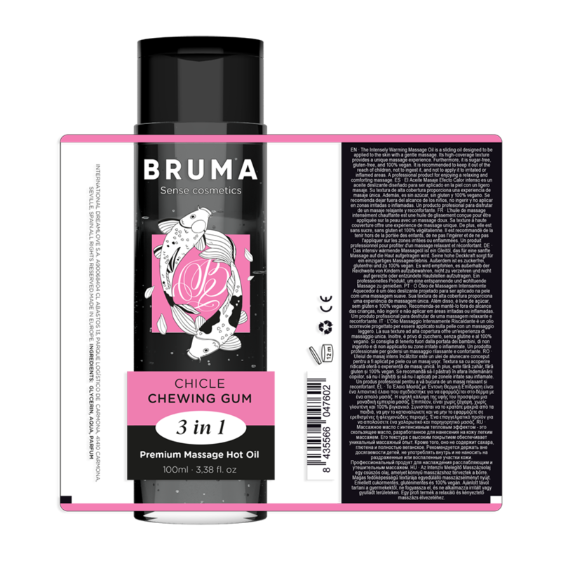 Huile de massage premium effet chaleur saveur gomme 3 en 1 - 100 ml – Bruma