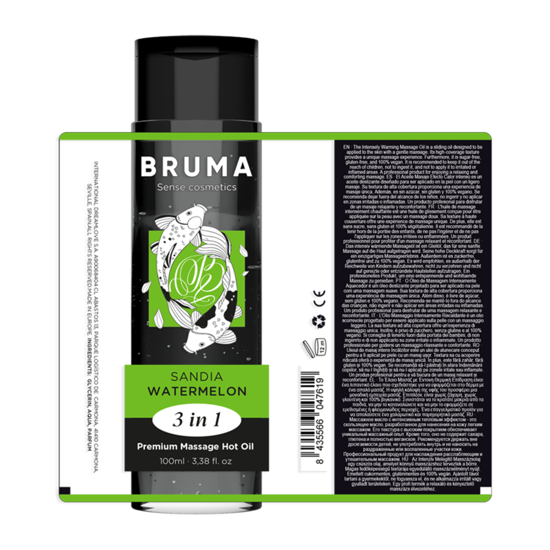 Huile de massage premium effet chaleur saveur de pastèque 3 en 1 - 100 ml – Bruma