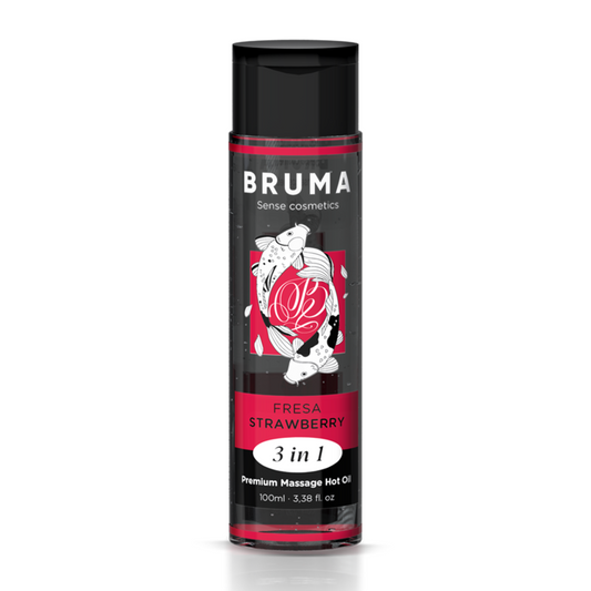 Huile de massage premium effet chaleur saveur fraise 3 en 1 - 100 ml – Bruma