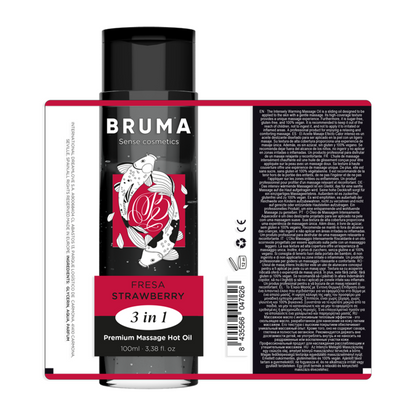 Huile de massage premium effet chaleur saveur fraise 3 en 1 - 100 ml – Bruma