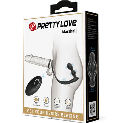 Pretty Love – Anneau Pénis Marshall avec Plug Anal Vibrant avec Télécommande
