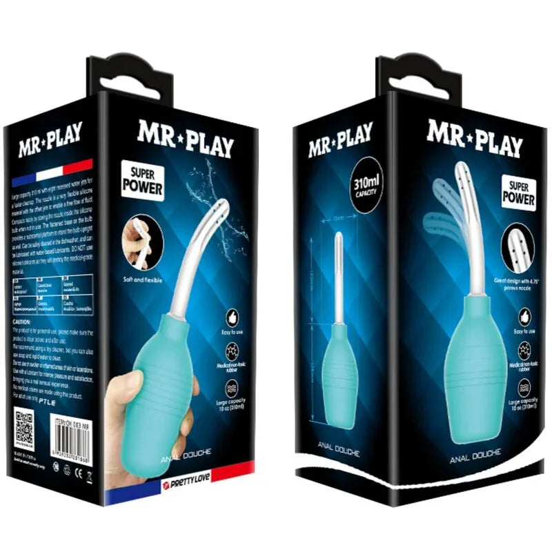 Mr Play – Douche en Caoutchouc Bleu Poire Anal