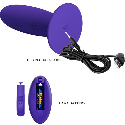 PRETTY LOVE - VIBRADOR ANAL YOUTH PLUG CON CONTROL REMOTO MORADO