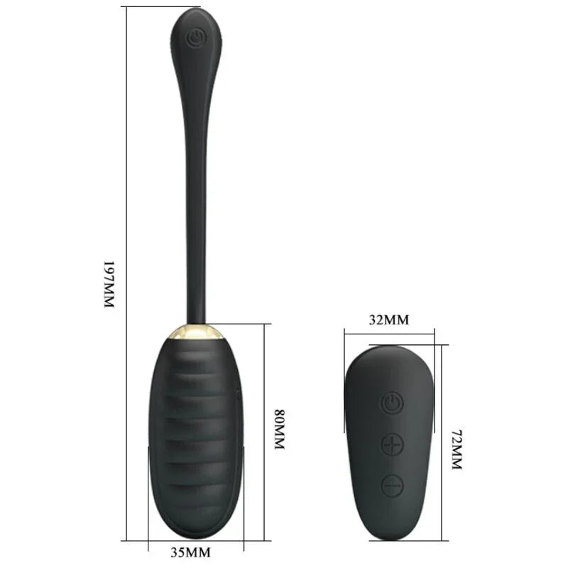 Pretty Love – Doreen Oeuf Vibrant Rechargeable de Luxe Noir Télécommande