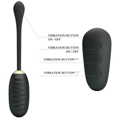 PRETTY LOVE - DOREEN OEUF VIBRANT RECHARGEABLE DE LUXE NOIR TÉLÉLÉCOMMANDE