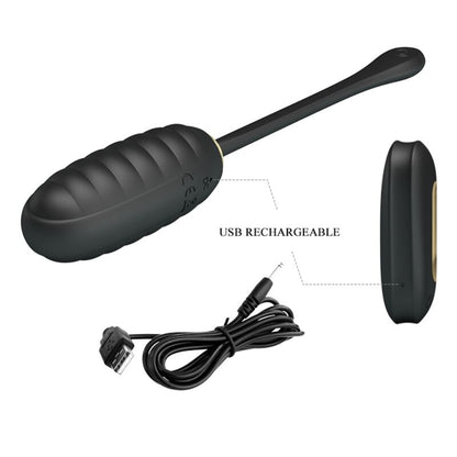 PRETTY LOVE - DOREEN OEUF VIBRANT RECHARGEABLE DE LUXE NOIR TÉLÉLÉCOMMANDE
