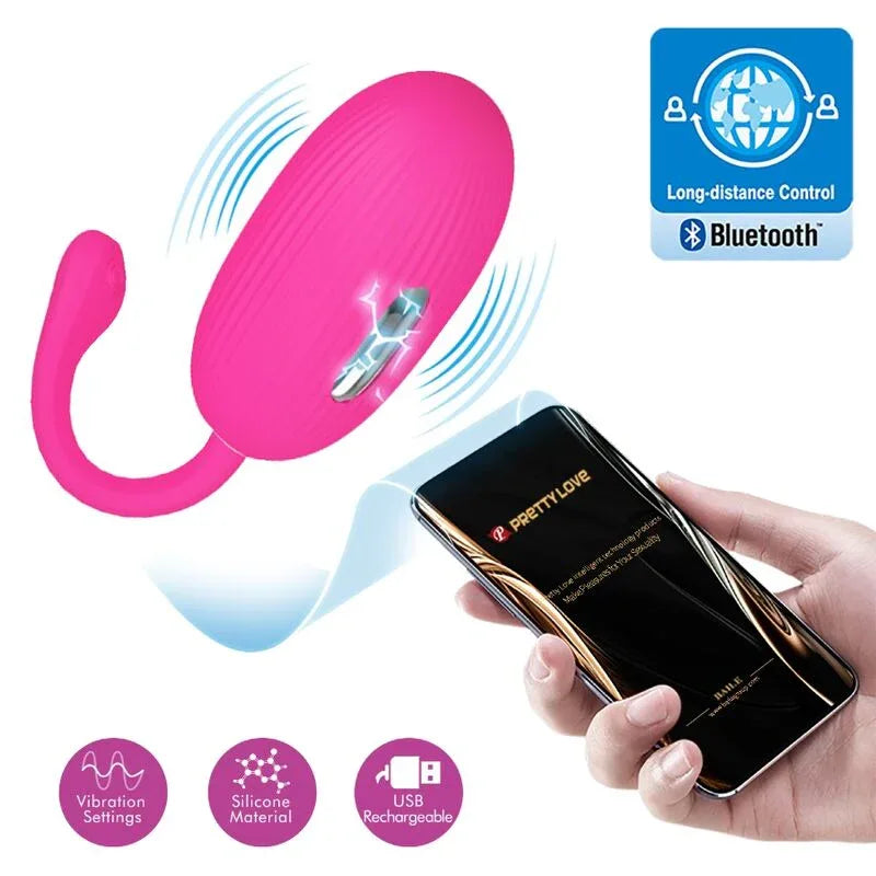 Pretty Love – Oeuf Vibrant Rechargeable Doreen Magenta Télécommande