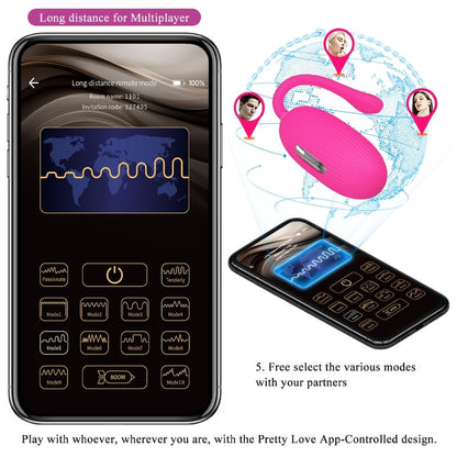 PRETTY LOVE - HUEVO VIBRADOR RECARGABLE DOREEN MAGENTA CON CONTROL REMOTO