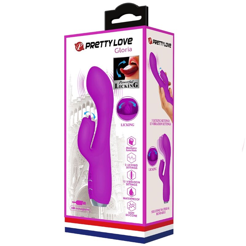 PRETTY LOVE - GLORIA VIBRADOR CONEJO RECARGABLE IMPERMEABLE MORADO